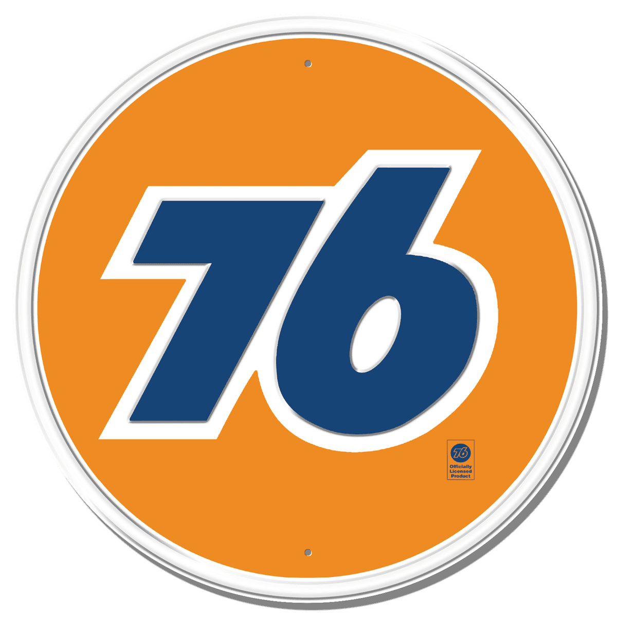 Union 76 Gasoline Sign Orange Round Metal Tin Embossed Gas Oil