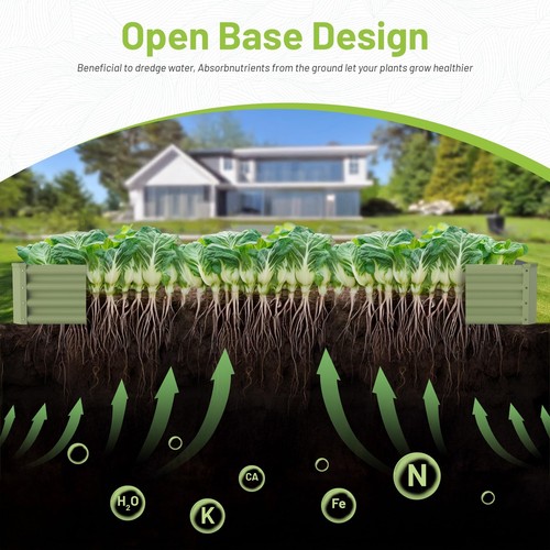 2PCS 8x4x1ft Galvanized Raised Garden Bed-Outdoor Galvanized Planter Box Green - Picture 5 of 7