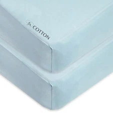 American Baby Company 2 Pack 100 Natural Cotton Fitted Crib Sheets 52 x 28 - ...