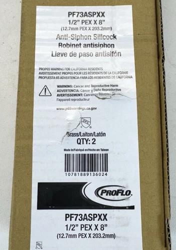*2 Pk* PROFLO PF73ASPXX Non-Potable Use 1/2"x8" Frost Proof Sillcock w Inlet PEX - Picture 2 of 3