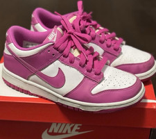 Nike Girls Pink White Leather Low Top Sneakers Athletic Casual Shoes