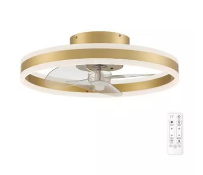 Hampton Bay Preen 20 in. Integrated LED CCT Indoor Gold Ceiling Fan