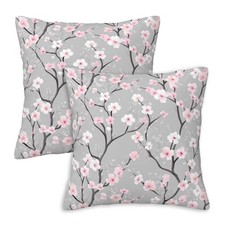 Floral Throw Pillow Covers 18x18 Set of 2 Cherry Blossom Decorative Cushion...