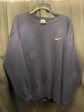 Vintage Nike Blue Chest Swoosh Crewneck Sweatshirt Size Large Made in USA