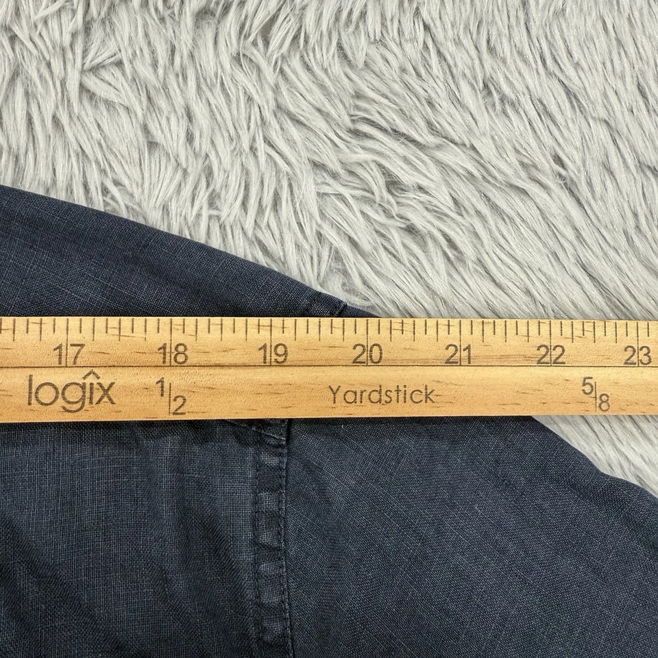 Structure Shirt Mens XL Navy VTG 90s 100% Linen Short Sleeve Button Up Old Money - Image 3 of 4