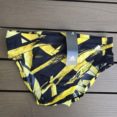 Adidas Men's Supernova Infinitex Plus Swim Racer Brief Gold/black Size 32 New