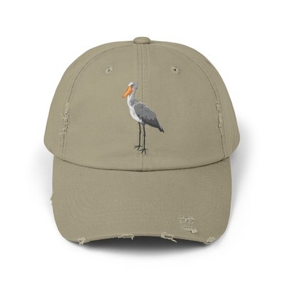 Shoebill Dino Bird Cap, Distressed Hat for Men and Women 