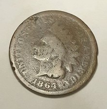 1864 L Indian Head Cent Pointed Bust, AG Details Civil War Era