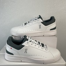 On Mens Size 12.5 The Roger Advantage Athletic Sneakers White Olive Lace Up