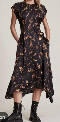 ALL SAINTS Gianna Heligan Floral Print Midi Dress NWT 8 $379