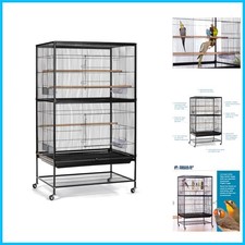Spacious Wrought Iron Flight Cage with Stand - Ideal for Small Birds, 31"x20.5"
