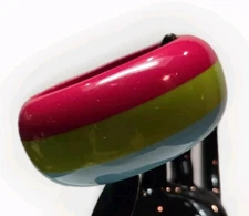 VINTAGE STRIPED BANGLE BRACELET Retro Chunky 1.5" Wide Red Green Blue