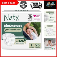 BioEmbrace Newborn Diapers, Sensitive Skin, Size 1 4  11 lbs, 25 Ct.