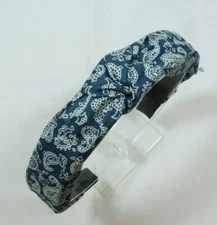 Woman's Blue Paisley Print Twist Knot Hard headband 1 inch wide Grip teeth