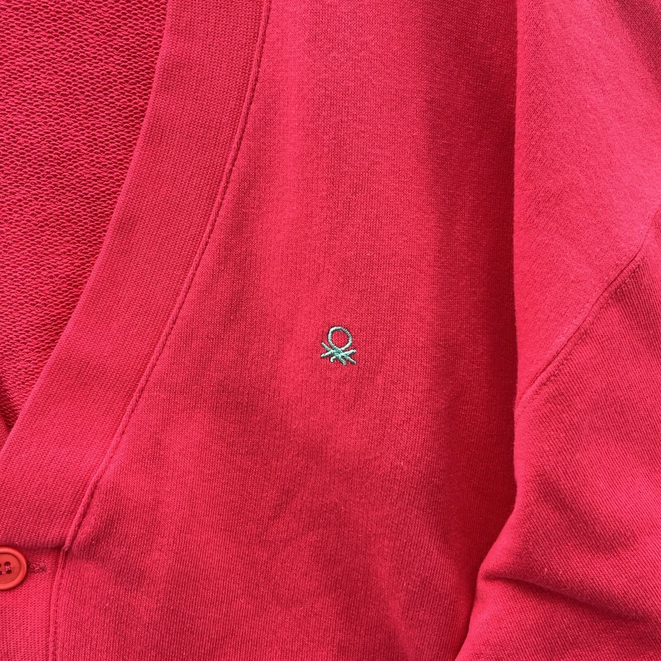 Cárdigan de Colección Años 80 Benetton Suéter Mujer XL Rosa Relajado Cosby Nueva Ola Abotonada Foto 3 de 4