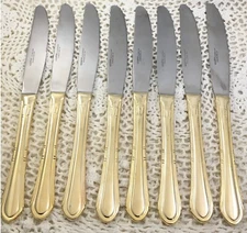 Hampton Silversmiths HSV149 Stainless Gold Electroplate 8 Dinner Knives
