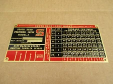 South Bend 9" model A (Brass) Threading Name Plate with Mounting Hardware