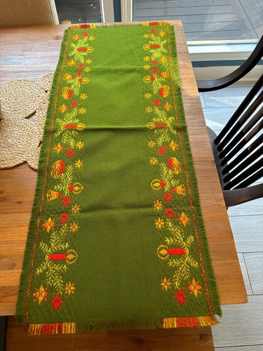 Vintage Needle Point Christmas Runner - 40” x 16”