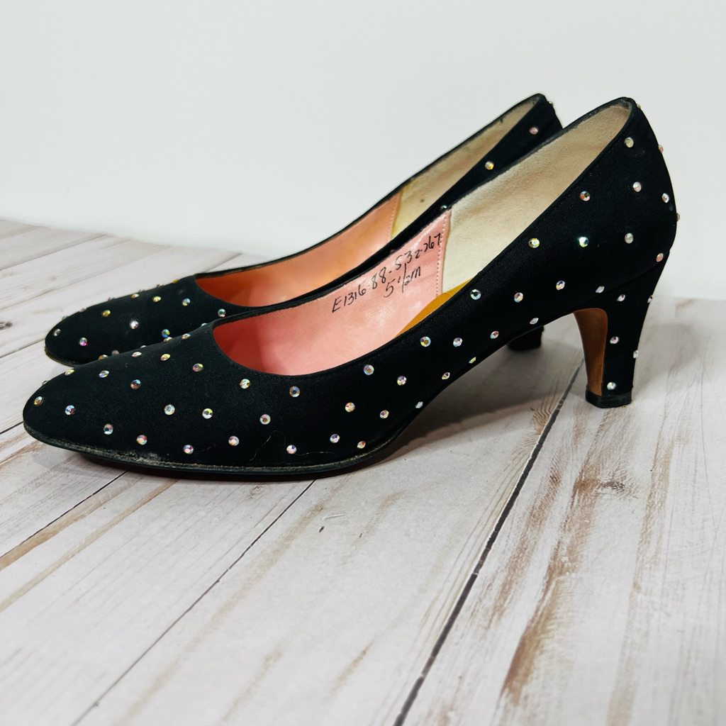 Mister J Joseph Magnin Vintage Black Heels Rhinestones eBay