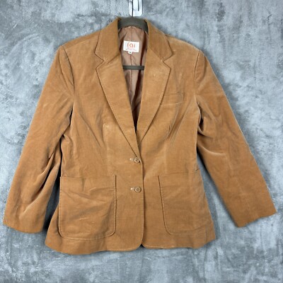 Vintage MCM 70s F.A.I.  Brown Velvet Jacket Blazer Womens 16 Button Up