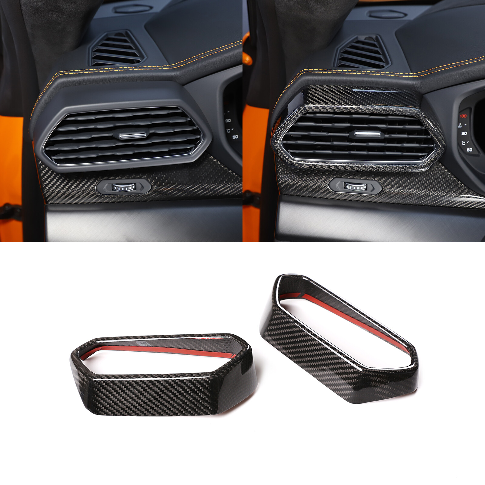 Real Carbon Fiber Console Air Outlet Vent Trim For Lamborghini Urus 18-23 US