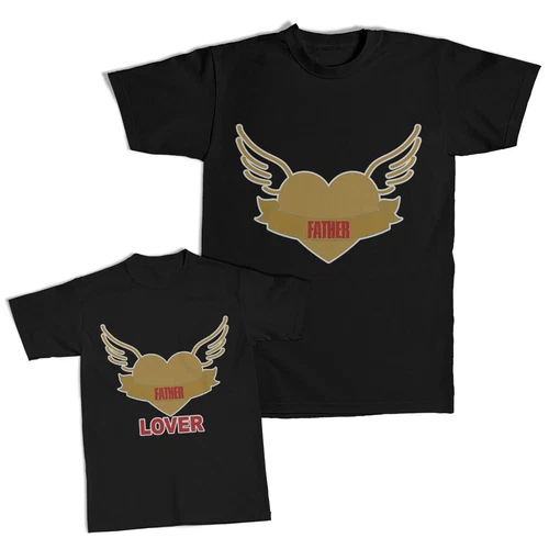 Dad and Son Matching Outfits Clothes Father Heart Wings - Father Lover Heart