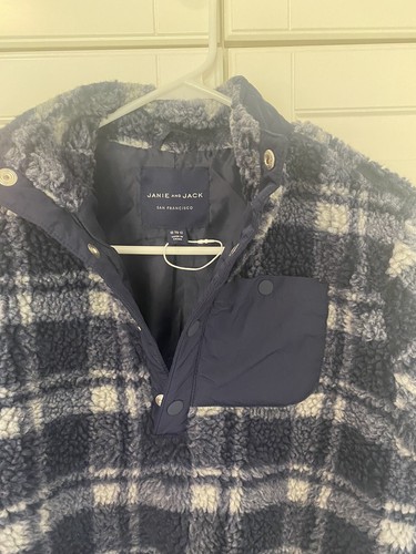 Janie and Jack Plaid Sherpa Pullover NWOT Blue 10-12 - Picture 5 of 9