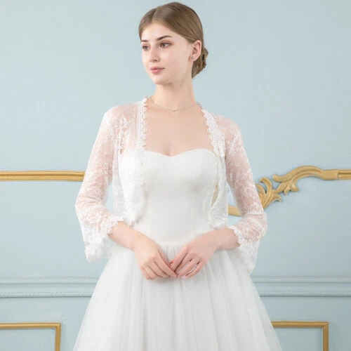 Damen Spitze Bolero Festlich Shrug Jäckchen Bolerojacke Schulterjacke Hochzeiten - Bild 6 von 33