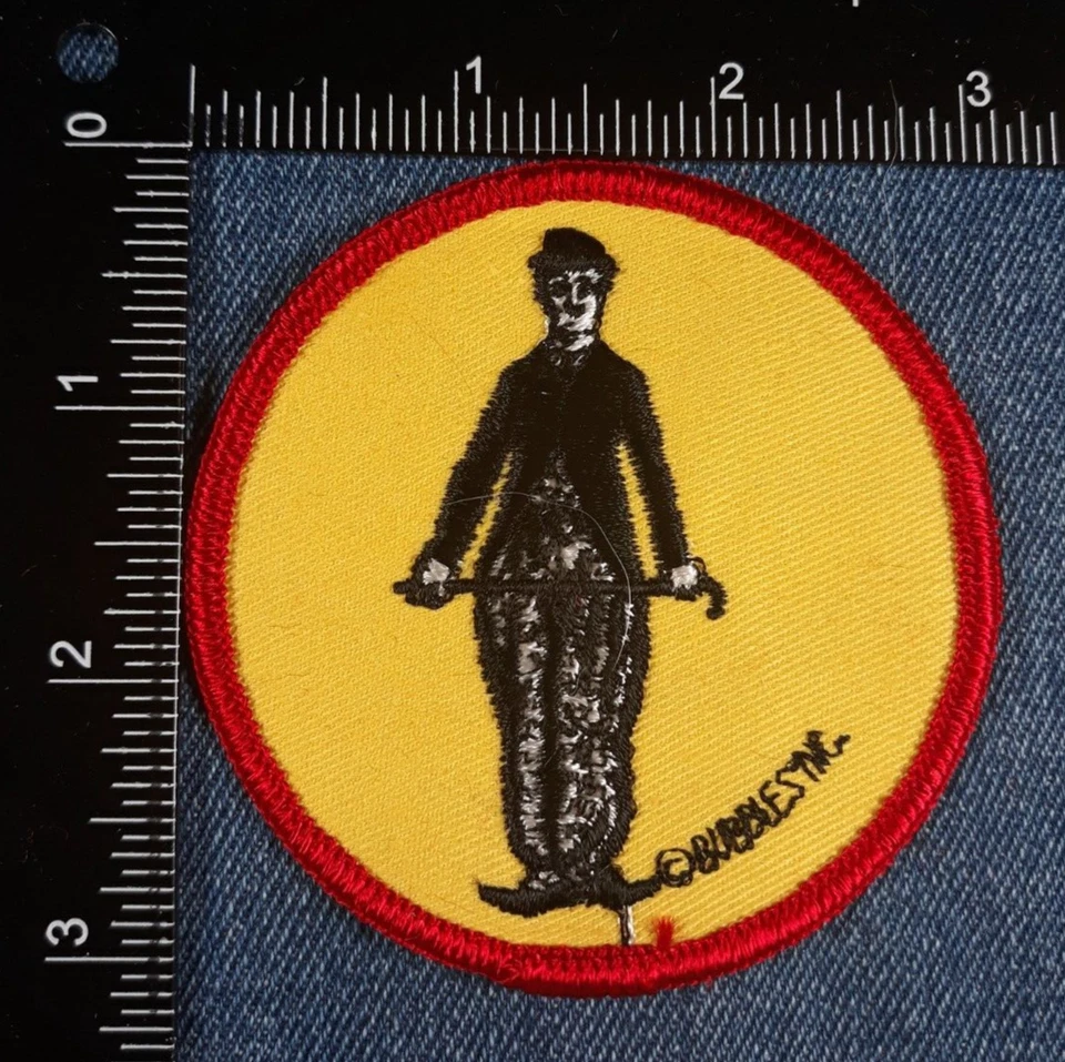 NOS 70s Vintage Original CHARLIE CHAPLIN 3" Patch Movie Silent Film Little Tramp - Image 3 of 3