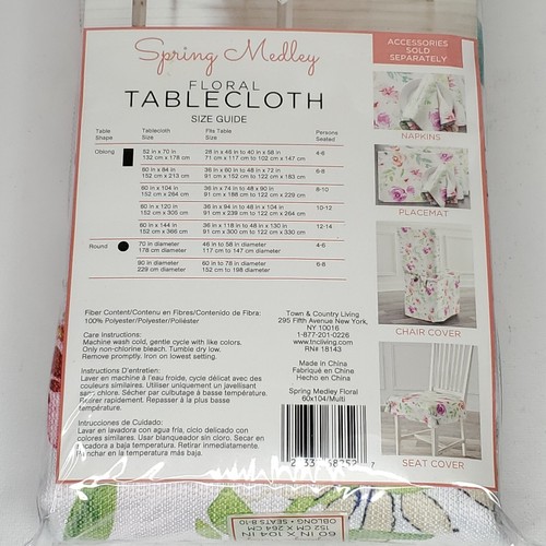 Mantel de mezcla de algodón mezcla de primavera Town & Country 60"" x 104"" oblongo floral - Imagen 4 de 5