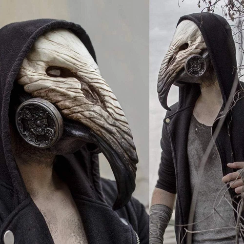 قناع طبيب الطاعون نصف وجه الهالوين حفلة تنكرية منقار الطائر Steampunk Cosplay