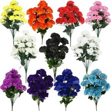 18 Head Large Carnation Bouquet - Artificial Silk Flowers Fake Funeral