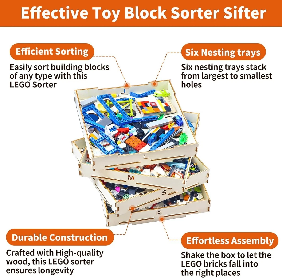 4 Tray Sorter Sifter Box Used for Lego Sorter Brick for Lego