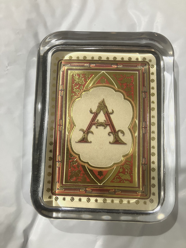 Rectangular Glass Paperweight For Initial A - weighs 1#  NEW / NOS - No Box