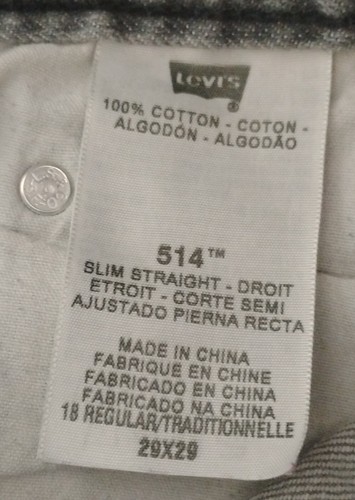 Levi's 514 Boy's Jeans Black Size 18REG 29x29 Slim Straight Denim 100% Cotton - Picture 4 of 16