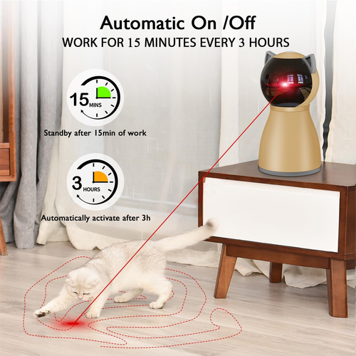 Juguete láser interactivo para gatos automático para gatos de interior, retroceso de trayectoria aleatoria real - Imagen 3 de 12