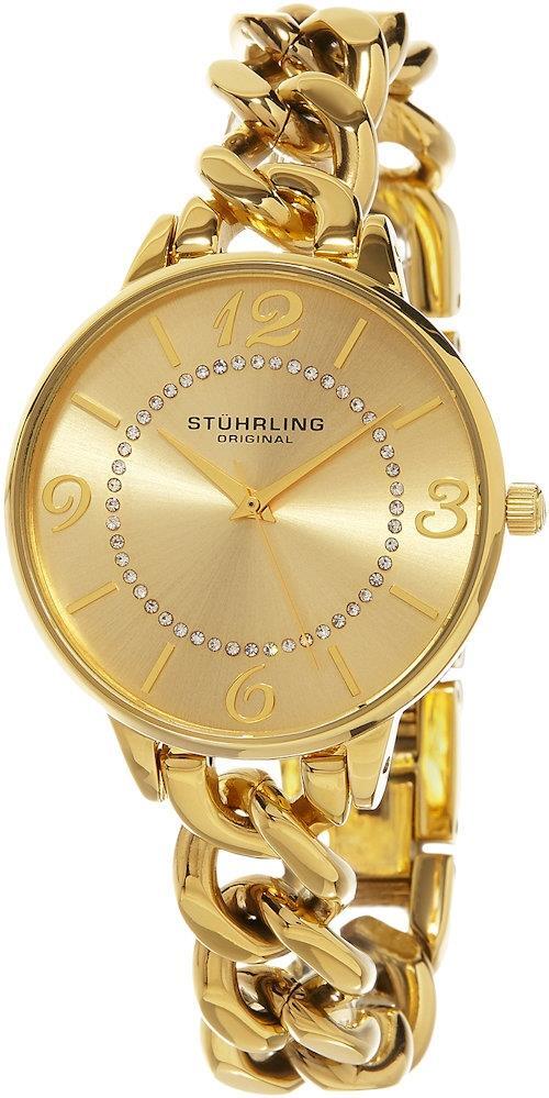 Stuhrling 588 Vogue Crystals Chain Bracelet GoldTone