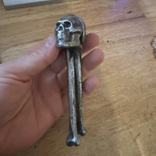 Skeleton Skull Nutcracker Opener Metal Patina Halloween Collector Birthday Bone