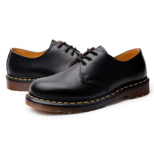 Mens Womens 1461 Martin Boots 3-Eye Black Smooth Oxford Sole Leather Shoes ** - Picture 1 of 22