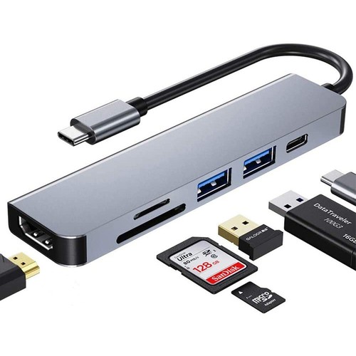 USB C Hub Multi-Port Adapter 6 in 1 with 4K HDMI Resolution for USB C - Picture 3 of 5