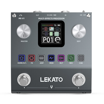 LEKATO ME-01 Multi Effects Guitar Pedal 6 Effects Modules, 80 Presets, 20 IRs