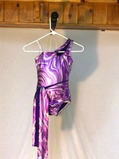 Purple Silver Swirl Leotard W/ Belt Youth Adult Dance Costume