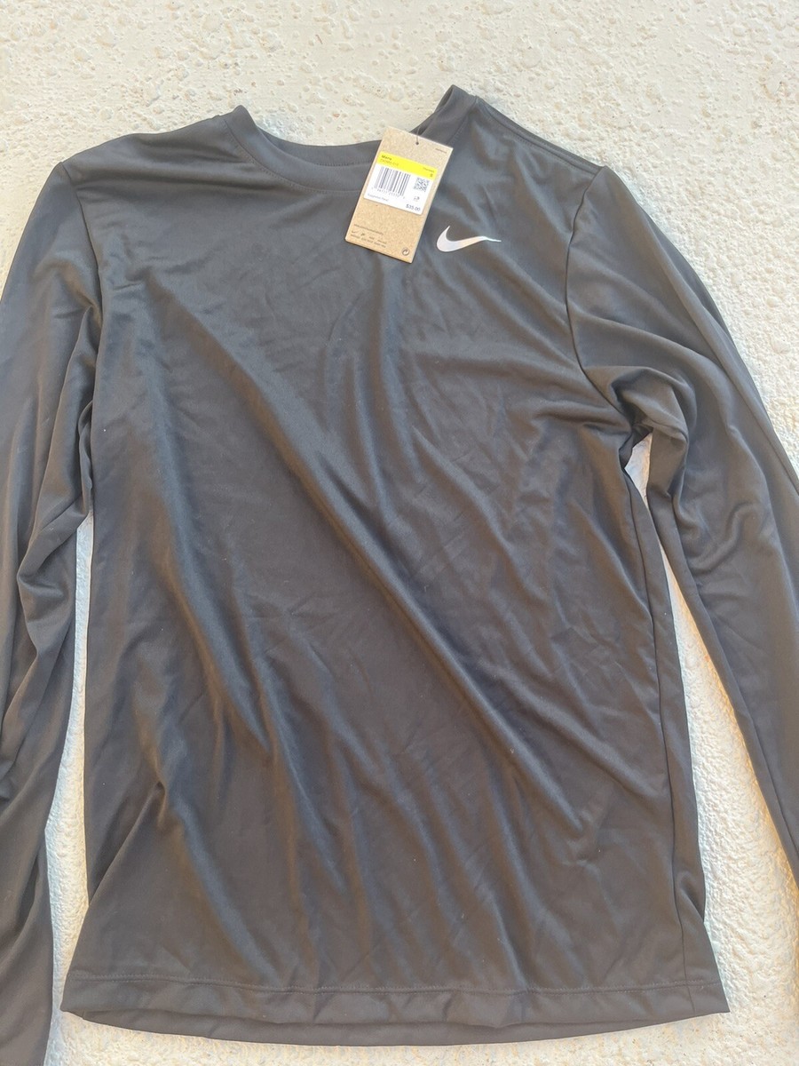 Nike Men's Large DriFit Legend Reset Long Sleeve Tee HEATHER GRAY