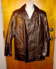 Vintage 1980s COOPER Mens DARK BROWN LINED LEATHER JACKET Sz 42