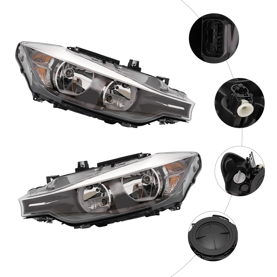For BMW 2012-2015 F30 320i 328i 335i Halogen Headlight Assembly Pair Left&Right - Изображение 3 из 4
