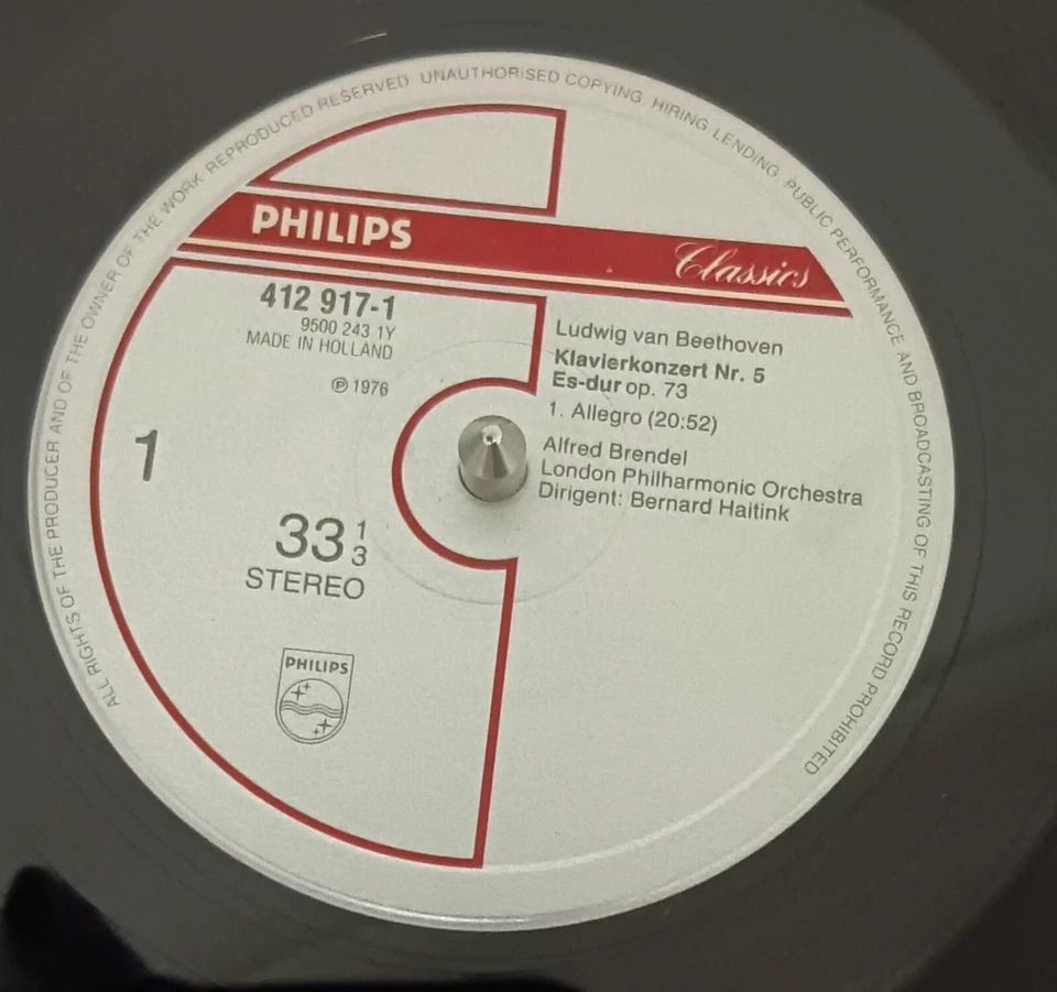 Alfred Brendel – Beethoven Piano Concerto No.5 Emperor -LP record EX, cover VG+ - Image 3 of 3