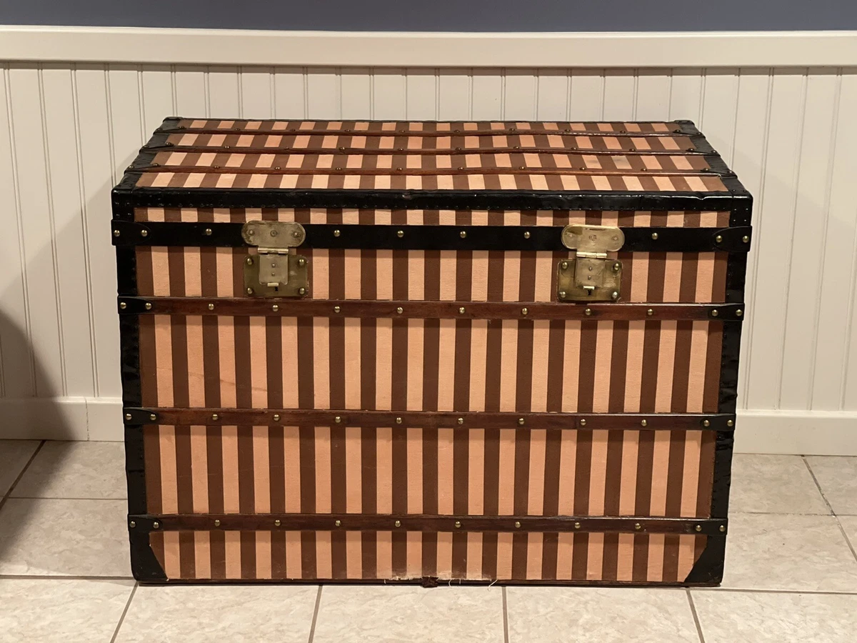 This magnificent striped steamer trunk from the Louis Vuitton