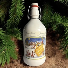 Vintage German Christmas Santa Beer Bottle 8” Franz Joseph Jubelfest Stein Jug