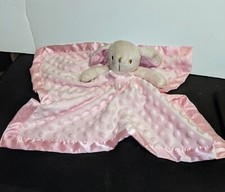 Pink Bunny Lovey Plush Minky Dot Baby Security Blanket 16" Satin-Like Trim