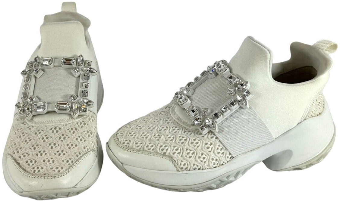 ROGER VIVIER Viv Run Strass Buckle Sneakers in Technical ROGER VIVIER Viv Run Strass Buckle Sneakers in Technical